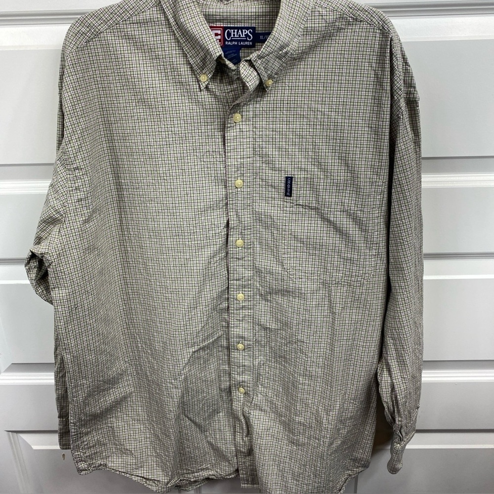 CHAPS Ralph Lauren Plaid Button Down Shirt Mens XL / XG Long Sleeve Cotton Men’s